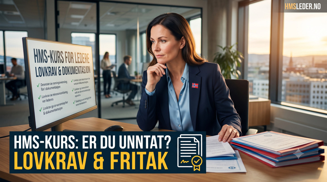 Daglig leder på kontoret som vurderer lovkrav og dokumentasjon for HMS-kurs for ledere.